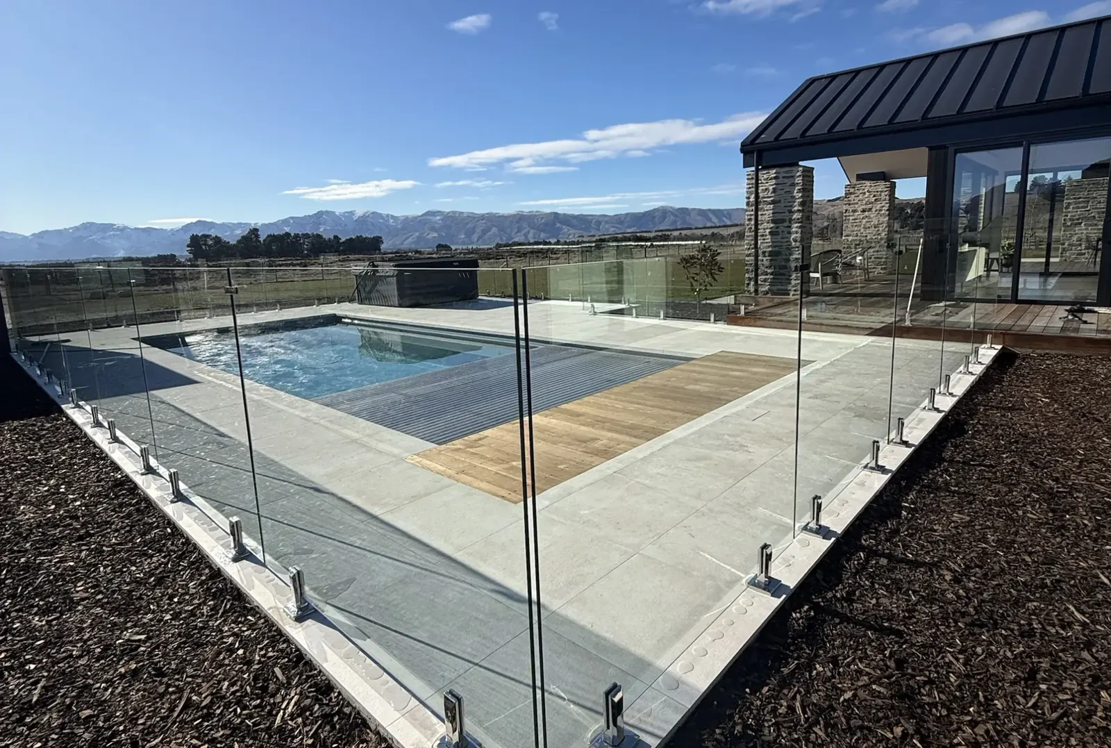 Pool fence, mountain views, Wanaka, by TK Glass NZ